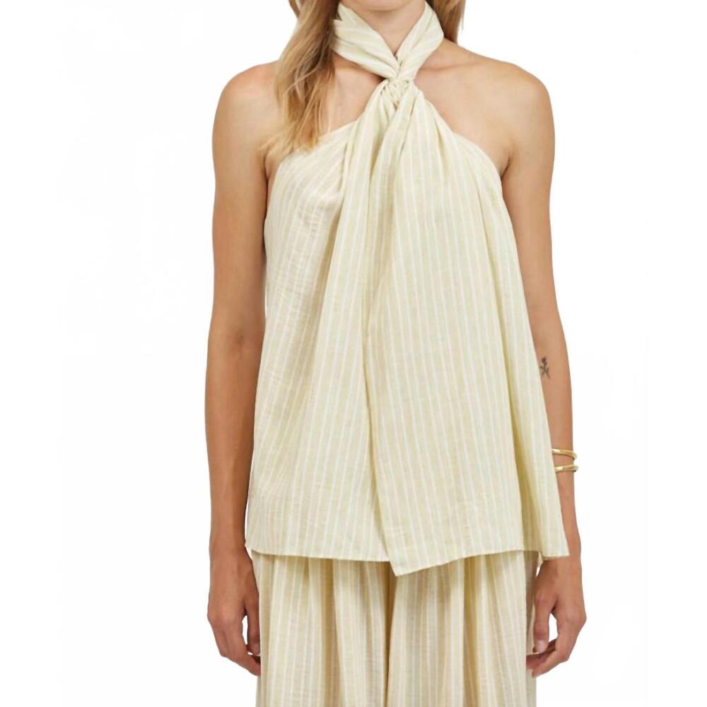 NEW A.REN isla halter top in wide stripes coffee + cream